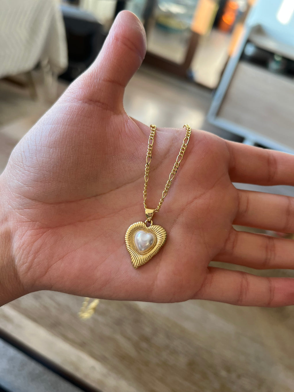 Collar Golden Heart Pearl